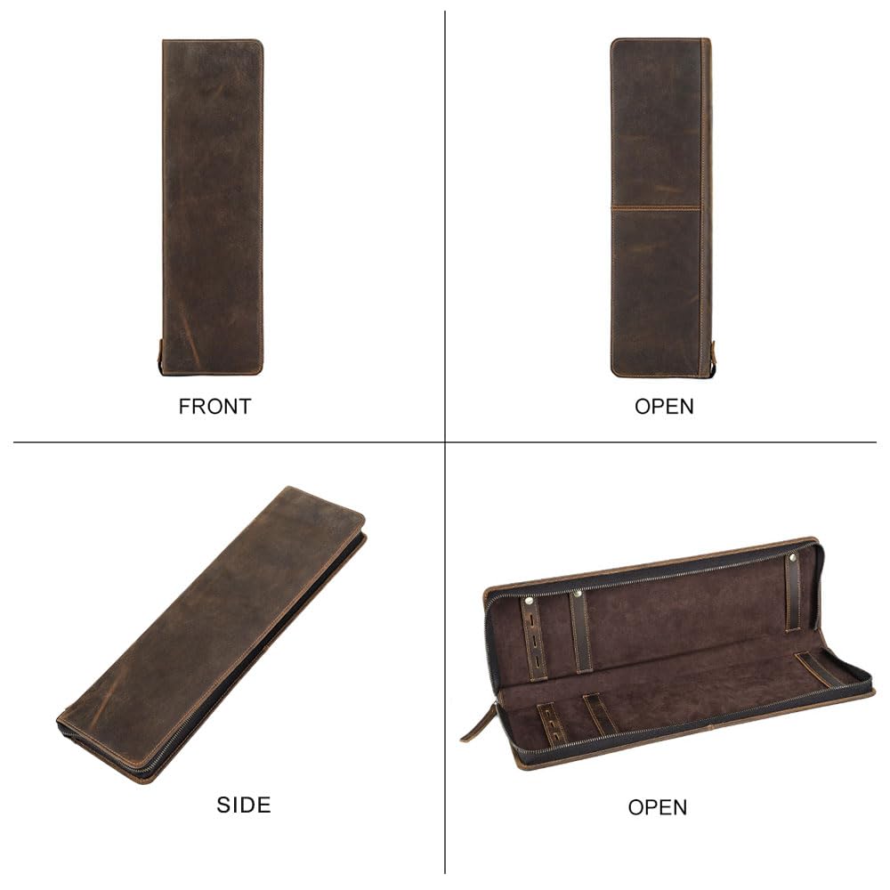 CONTACTS Ties Travel Case Leather Neckties Storage Box Formal Dress Accessories Anti Wrinkle Organizer for 2 Ties with Cufflinks Holder