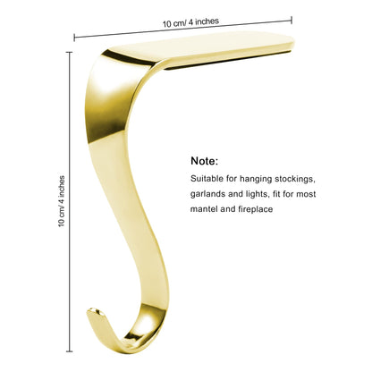 Sunshane 7 Pieces Christmas Stocking Holders Mantel Hanger Hooks Xmas Mantle Grips Set Safety Hang Stocking Clips for Christmas Party Decoration (Gold)