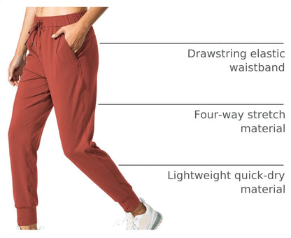 SANTINY Women's Joggers Pants Pockets Drawstring Running Sweatpants for Women Lounge Workout Jogging(Savannah Red_XL)