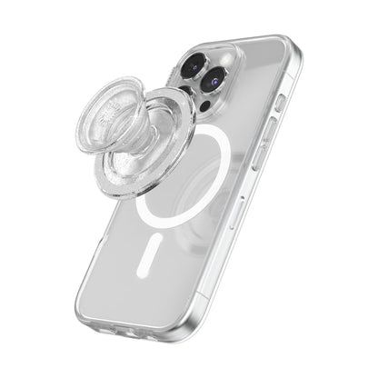 PopSockets Phone Grip for MagSafe with Kickstand, Magnetic Stand, Swappable Top, Secure Hold for iPhone MagSafe Cases, Phone & Tablet Grip - Clear