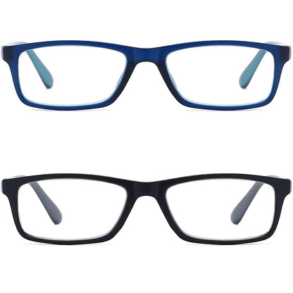 RaoOG Reading Glasses 1.5 Blue Light Blocking for Men Women,Rectangular Frame Computer Readers with Spring Hinge,Anti Eyestrain/UV Ray Flexible Eyeglasses (2-Pack/Case)