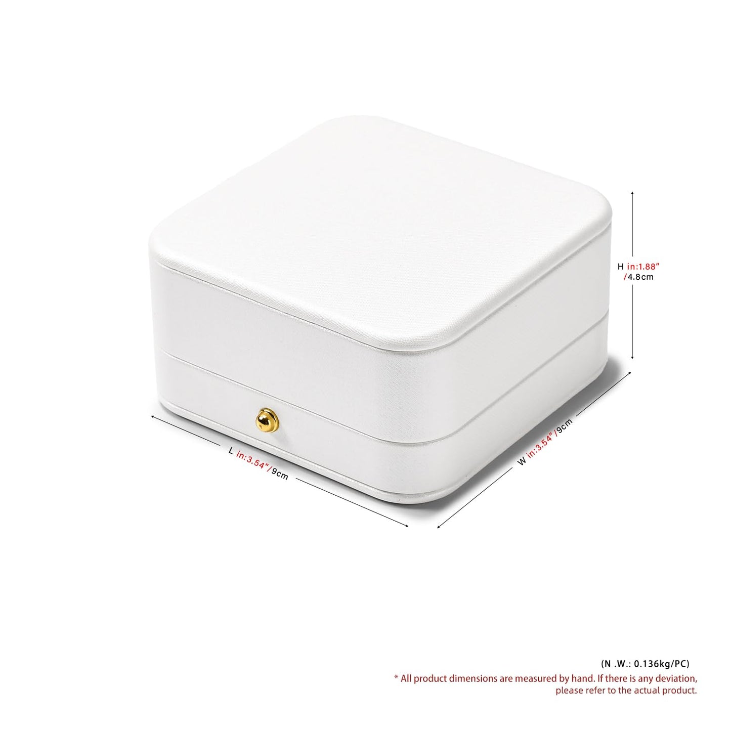 Woodten Green Velvet Interior Jewelry Gift Box for Bangle Bracelet White PU Leather Bangle Box