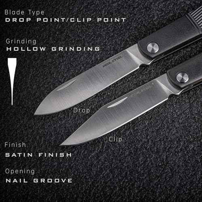 REALSTEEL Real Barlow RB-1 Pocket Knife,Folding Knives,Detachable Fork Clip,2.87" 12C27 Steel Satin Blade,1.5oz,Slipjoint,Nail Nick,EDC Indoor,Daily Use,Gift for Men Women(Black Clip Point)