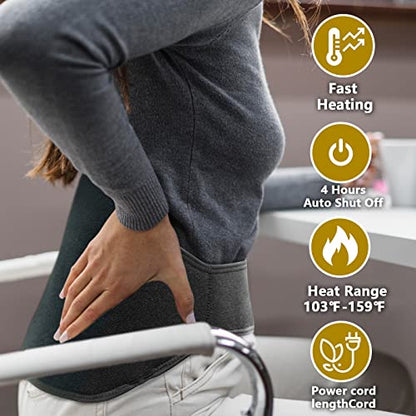 UTK Far Infrared Heating Pad for Back Pain Relief, Hot to 159℉, Gift for Women Men, FSA HSA Eligible Lower Back Massager with 3 Vibration, 16 Timers Auto-Off, 20 Natural Jade, 35-55" Adjustable Size