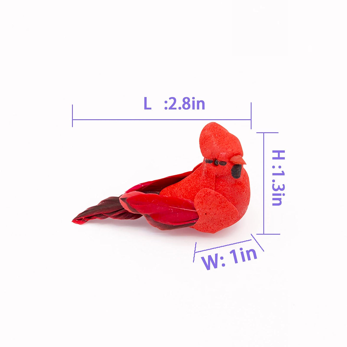 Berfutall-Cardinal Clip On Christmas Tree Ornament Decorations - Red Feathers Set of 12 Pieces Each is 2.8" Lon(A)