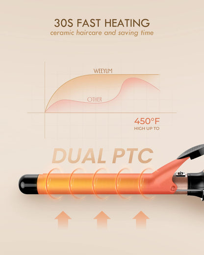 Large Curling Iron 2 Inch, Ceramic Long Barrel Hair Curling Wand, Hair Styling Tool, Dual Voltage, LCD Display, Black