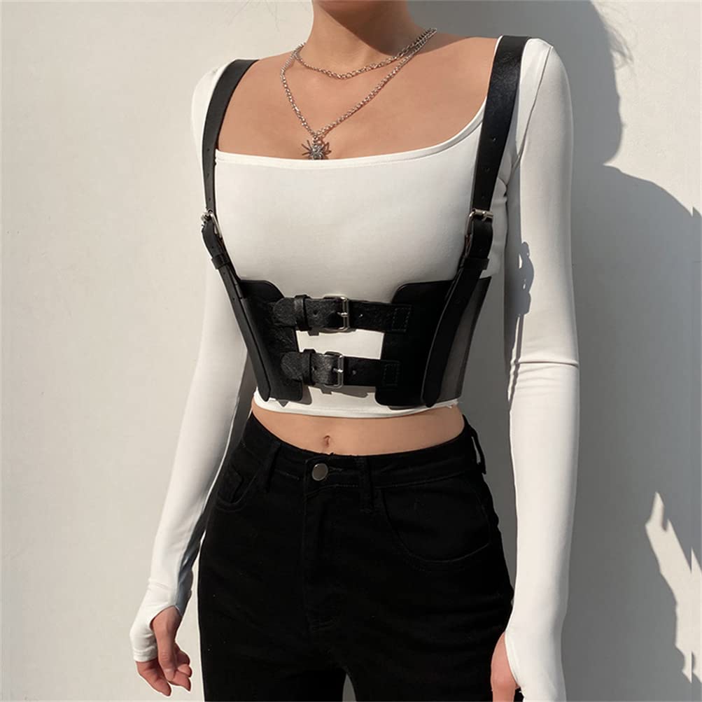 HeiBai Xiong Goth Fashion Harness Leather Corset With Straps Renaissance Belts For Women And Girl