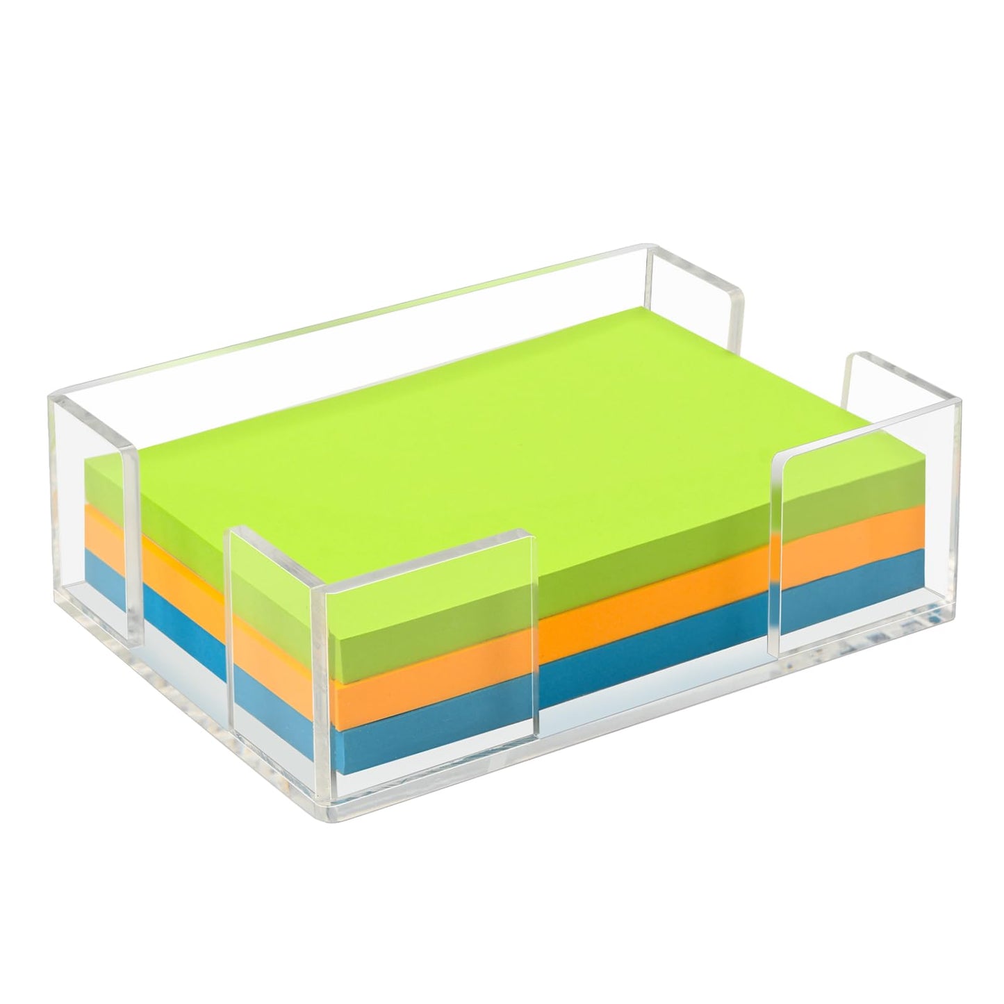 Yncotte Acrylic Sticky Note Holder, 4x6 Inch Clear Dual Notepad Holder Dispenser with Triple Openings Non-Slip Rubber, Sticky Note Dispenser Memo Holder Case for Desk Office School Supplies(No Pads)