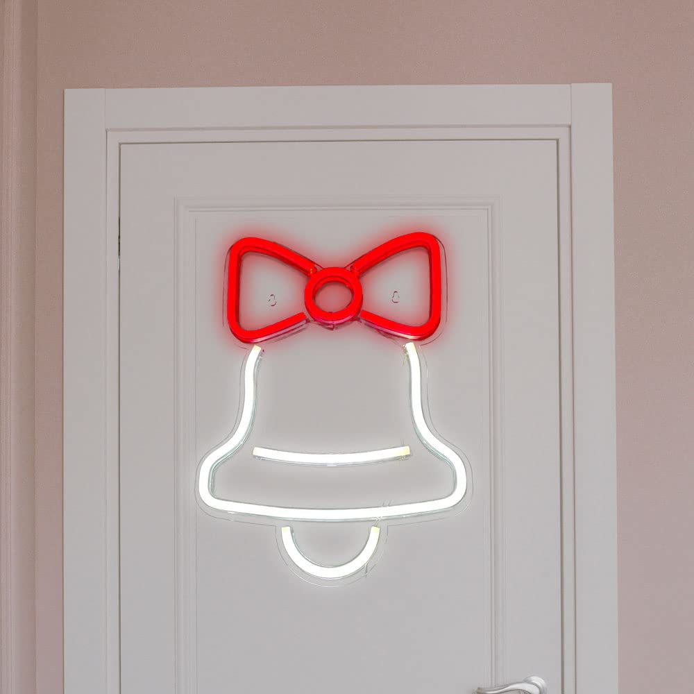 Christmas Neon Signs for Wall Decor USB Operated Neon Art Decorative Lights for Home Office Bar Pub Club Party Supplies Gift Idea (Bell)