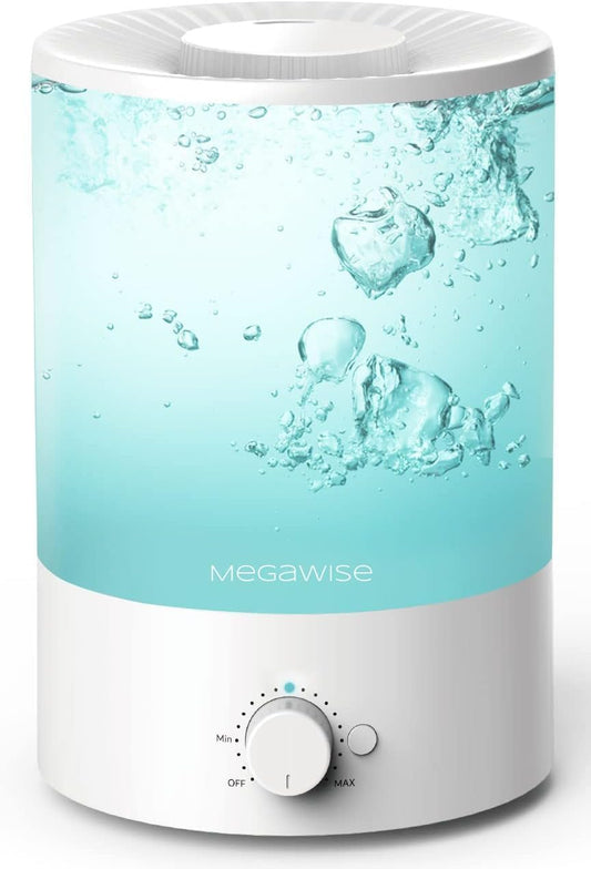 MEGAWISE 3.5L Cool Mist Humidifier – Ultra-Quiet Ultrasonic Vaporizer with Top-Fill Design, Essential Oil Diffuser, 7-Color Night Light & Auto Shut-Off