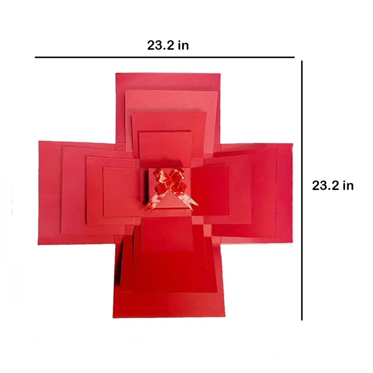 5-Layer creative explosion gift box, gift wrap box. Creating a 5-Layer of various gifts by yourself. An ideal, mysterious self-made gift for birthday, Christmas and anniversaries. (Red, Square)
