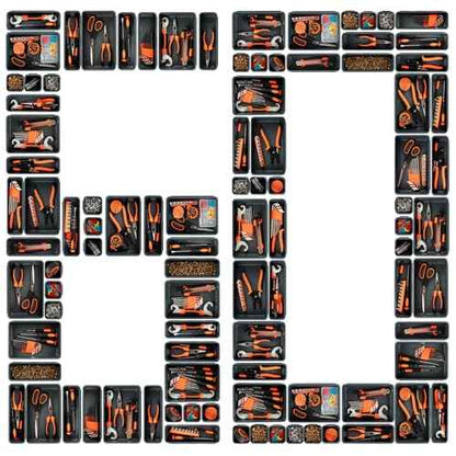 Tool Box Organizer Tray Divider, Toolbox Desk Drawer Organizer with 3 Sizes, Organization and Storage Toolbox for Garage Accessories (Grey 60 PCS)