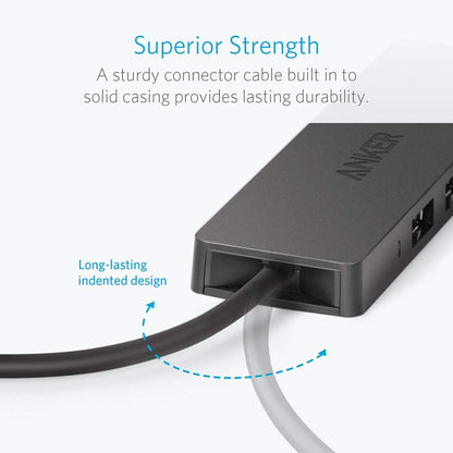Anker 4-Port USB 3.0 Hub with 5Gbps Data Transfer, Ultra-Slim USB-C Connector Hub, for MacBook, iMac, Surface, Mobile HDD, and More (2 ft USB-C Connector, Charging Not Supported)