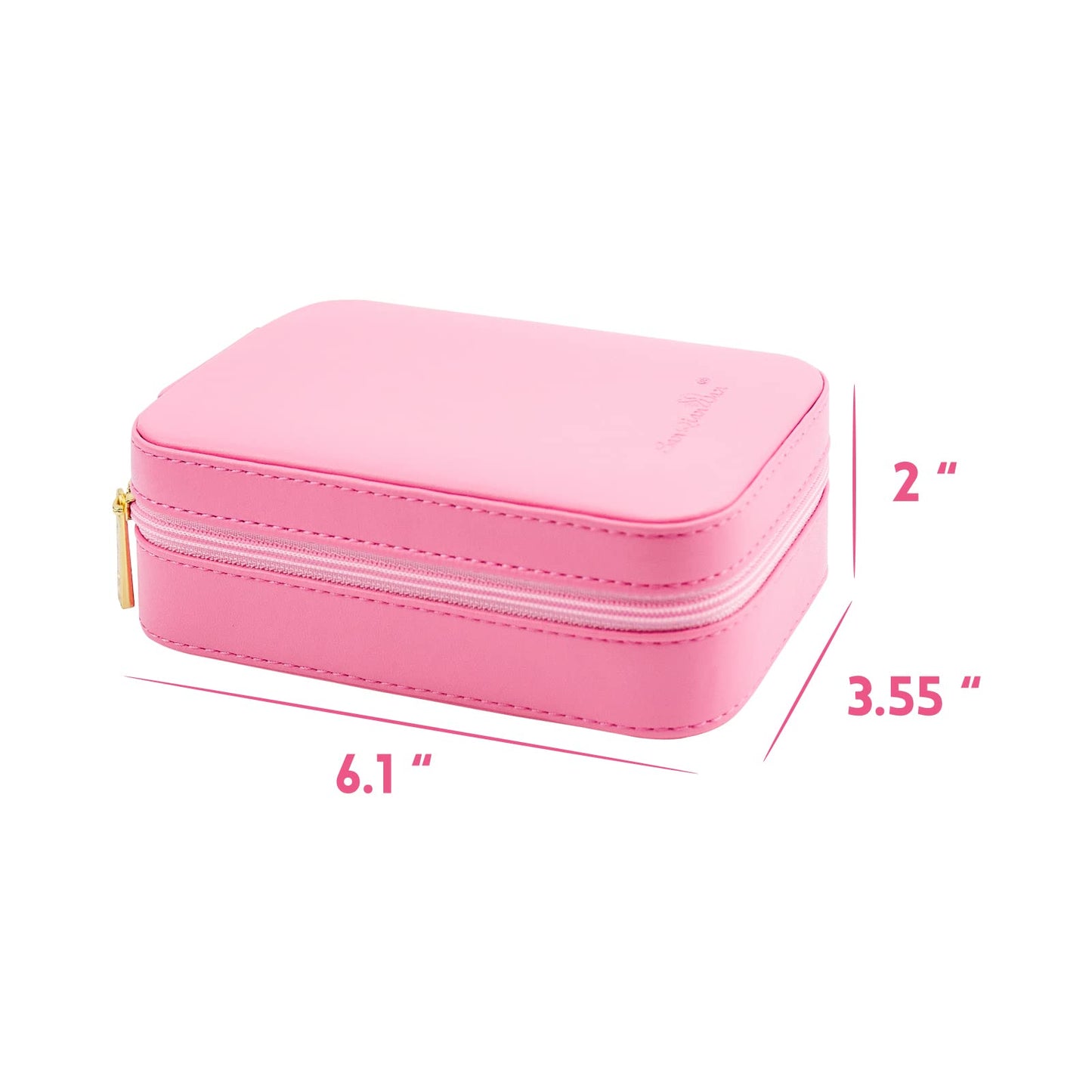 Small Travel Jewelry Organizers Box for women with PU Leather Portable Mini Jewelry Case with compartments for Necklace Rings Earrings,Luxury Giftable boxes. (Pink, M)