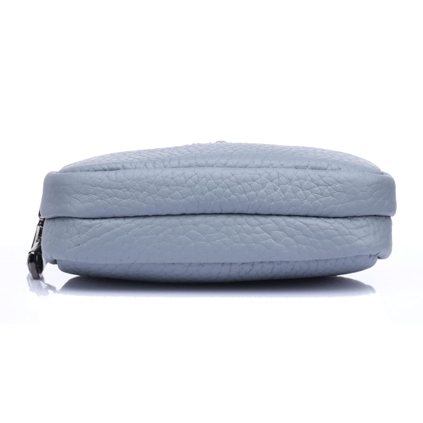 Yocipa Genuine Leather Coin Purse for Women Small Double Zipper Wallet Mini Change Pouch with Bee Charm for Cash Cards Keys Cute Compact Organizer (Light Blue)
