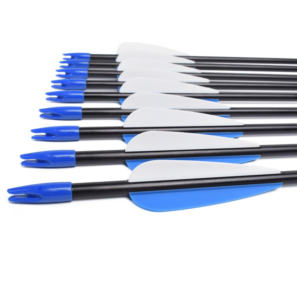 Fiberglass Arrows Archery 28 Inch Target Shooting Practice Safetyglass with Blue and White Vane for Recurve Bows Suitable for Youth Woman Beginner 6 PCS