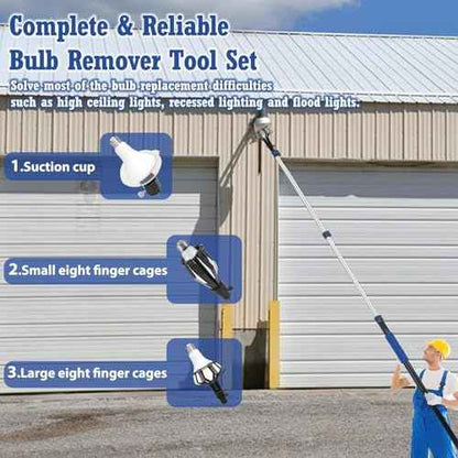 28FT Reach Light Bulb Changer for High Ceilings -Light Bulb Extension Pole Changer with Telescopic Extension Pole 5-20FT Suction Cup Baskets for High Ceilings and Recessed Lights