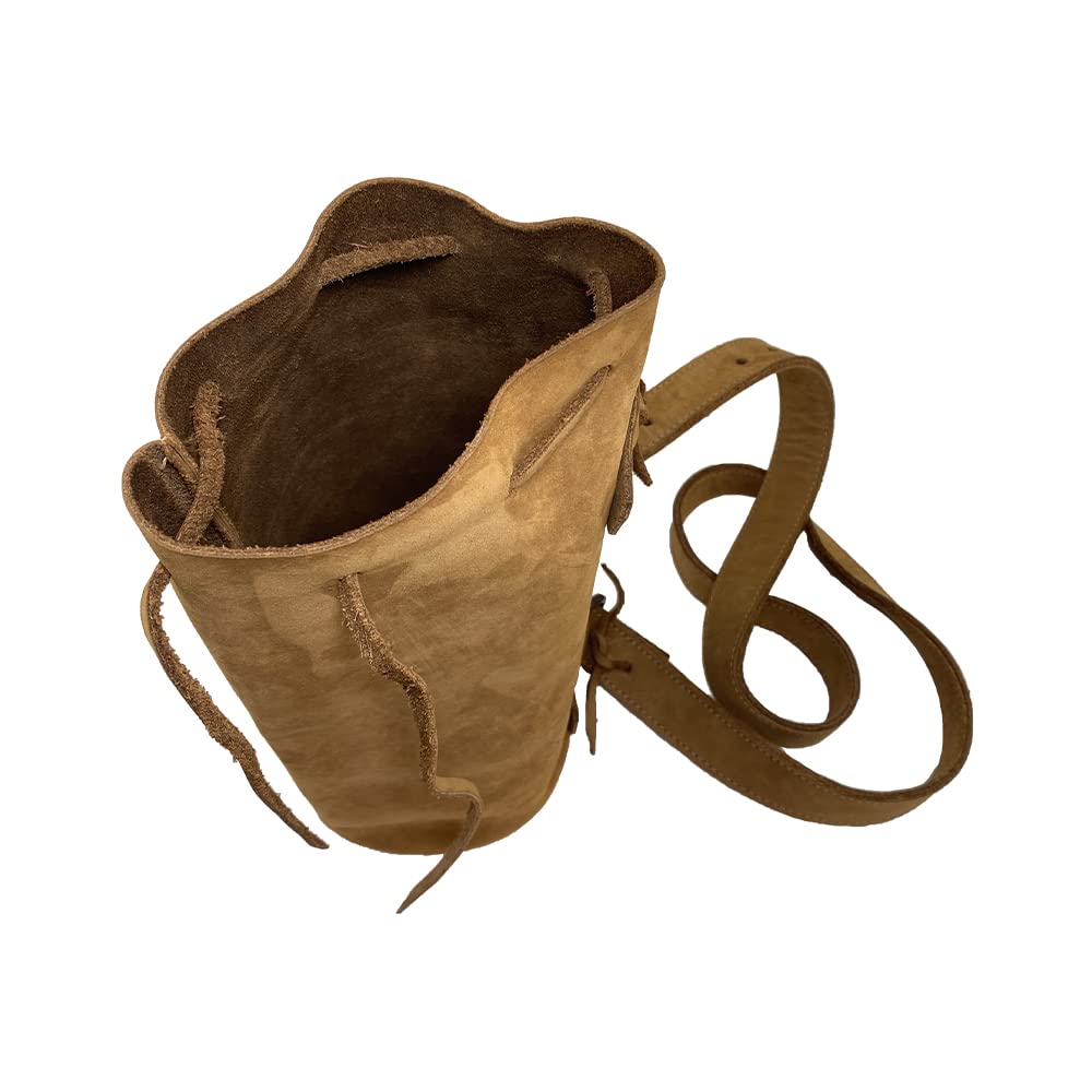 Hide & Drink Durable Leather Wine Carrier Handmade (Toffee Suede)
