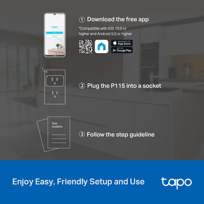 TP-Link 𝗧𝗮𝗽𝗼 Smart Plug Wi-Fi Mini, Energy Monitoring, Compatible with Alexa & Google Home & Samsung SmartThings, Timer, 15A/1800W Max, ETL Certified, 2.4G Wi-Fi Only, Tapo P115(4-Pack)