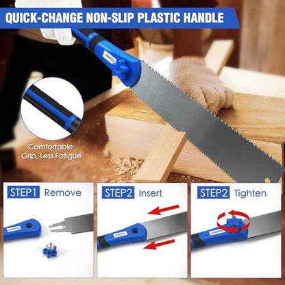 Japanese Pull Saw Set 9.5" & 11.5" Double Edge Flush Cut Saw, Flexible SK5 Ryoba Replaceable Blades 14/18 & 7/11 TPI, Non-Slip Ergonomic Handle, Japanese Hand Saws for Woodworking Tools