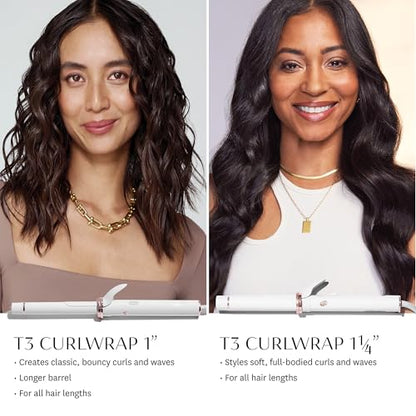 T3 CurlWrap Automatic Rotating Curling Iron with Longer Barrel, 2 Timer Settings, 9 Heat Settings, Auto-Rotating Ceramic Barrel and Ion Generator for Fast, Easy Curls and Waves on All Hair Types