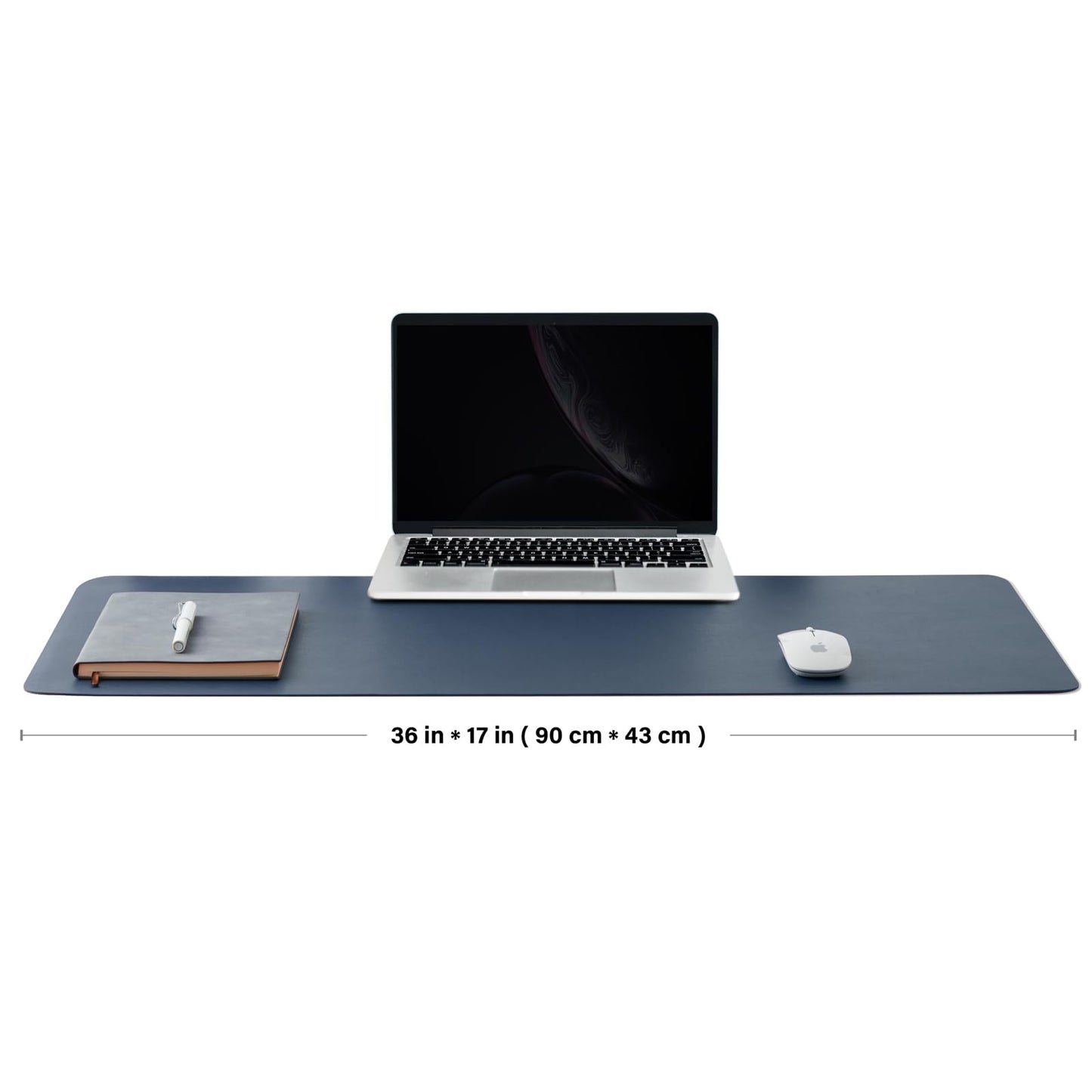 Leather Desk Mat - Non-Slip PU Desk Pad for Office and Home - Desk Organization and Accessories - Ideal for Large Mouse Pad and Desk Mats on Top of Desks (Dark Blue,36"x 17")