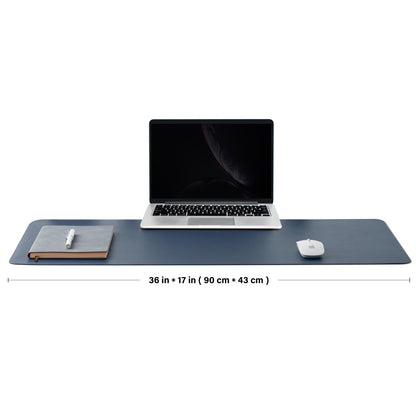 Leather Desk Mat - Non-Slip PU Desk Pad for Office and Home - Desk Organization and Accessories - Ideal for Large Mouse Pad and Desk Mats on Top of Desks (Dark Blue,36"x 17")