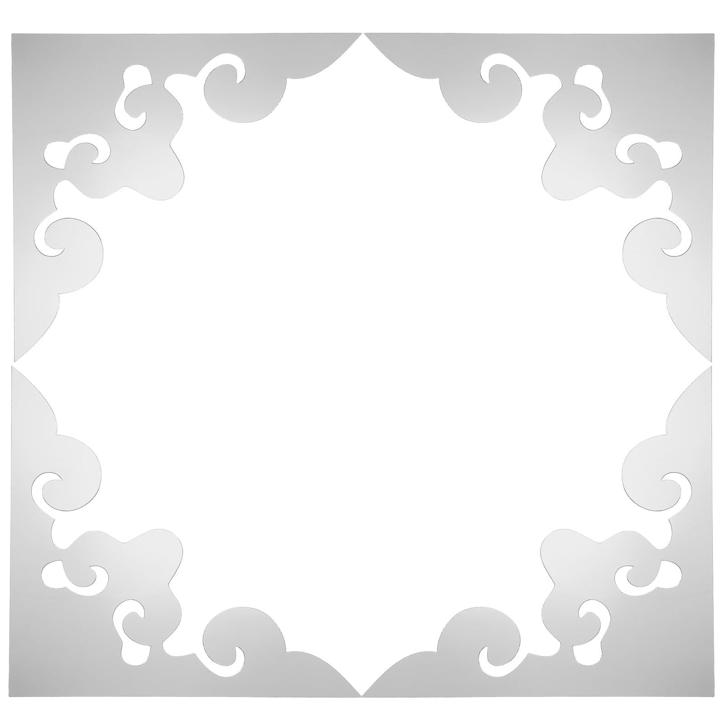uxcell 4 Pcs Hollow Mirror Wall Stickers, Acrylic Corner Decorative Pattern Decals Self Adhesive Mirror Stickers for Bathroom Living Room Bedroom Ceiling Office (Silver, 7.9x7.9)