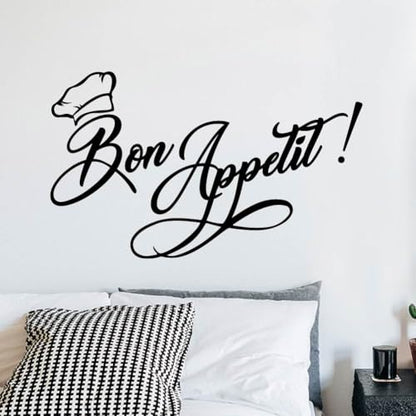 SUPERDANT Bon Appetit Wall Decor Eating Texts Wall Sticker Restaurant Wall Decals Vinyl Art Decor Eating Texts Peel and Stick Decals for Restaurant Dining Room Kitchen Large Decor