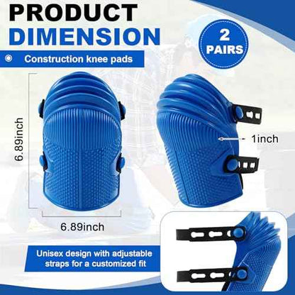 Soulchen 2 Pairs Construction Knee Pads for Men Women Heavy Duty Support Knee Pads for Work with Flexible Plastic and Thick Foam Cushion Adjustable Thigh and Shin Straps for Roofing Flooring Gardening