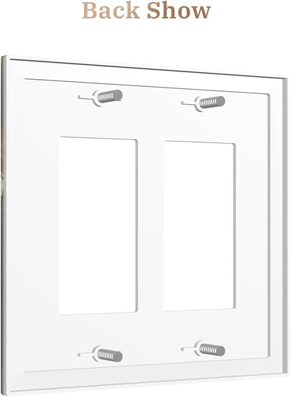 Decorative Art Light Switch Covers Gilded Bloom 2 Gang Dual Rocker Outlet Switch plate Faceplate GFCI for Home Decor