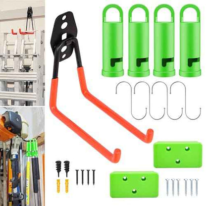 Garage Hooks for Hanging Bike, Utility Steel Garage Storage Hook for Hanging Bike, Ladder and Garden Tools w/Garage Storage Hooks Attachment & Battery Mount Holder for Ego