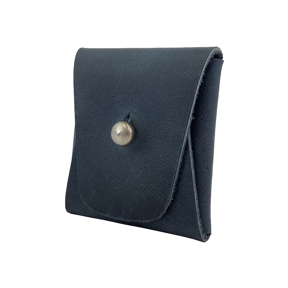 Hide & Drink, Leather Minimalist Coin Pouch, EarPods Case, SD Card Holder, Wallet and Cash Organizer, Handmade Includes 101 Year Warranty (Slate Blue)
