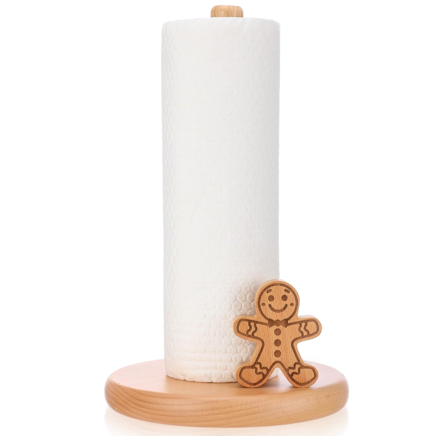 BrightRow Christmas Farmhouse Paper Towel Holder Wooden Decorative Paper Towel Holder Countertop Cute Decorative Rustic Kitchen Storage Gift for Xmas Home Bathroom Party(Gingerbread Man)