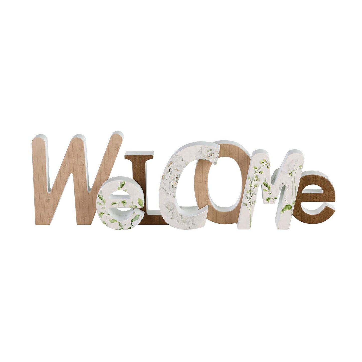 NIKKY HOME Wooden Welcome Sign, Table Signs Freestanding Words Sign Decorative Cutout Welcome Letters Sign for Home Entryway - Brown