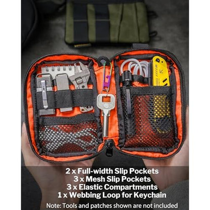 VIPERADE VE26 EDC Pouch Organizer with 11 Compartments, Small Tool Pouch with DIY Patches Area, EDC Pocket Organizer for Mutitools