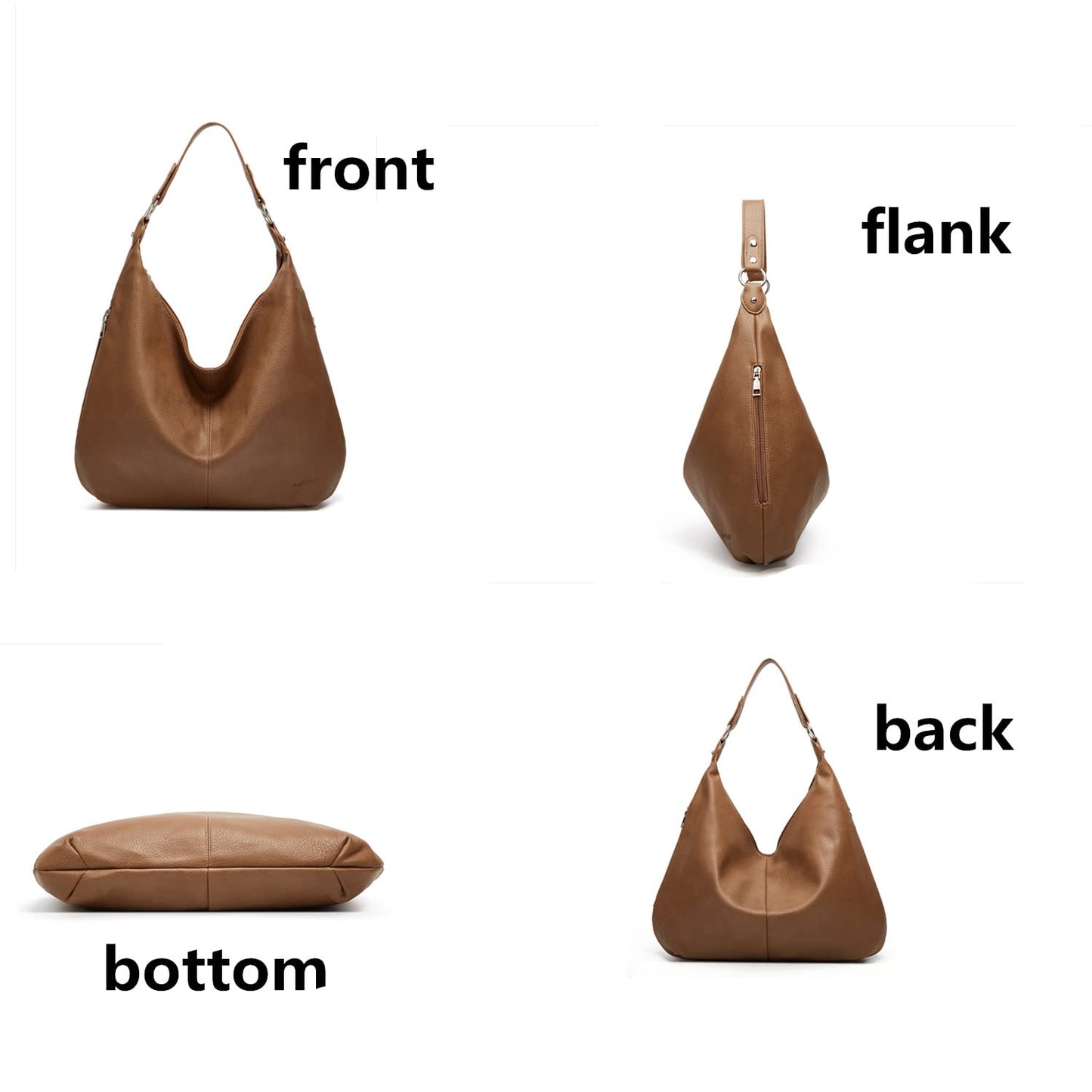 Hobo Bags for Women Soft PU Leather Shoulder Bag Vintage Slouchy Top Handbag with Zipper