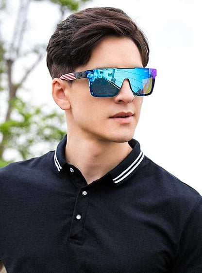 FEISEDY Men Sunglasses Polarized Oversized Square Flat Top Cycling Running Fishing Golf Hiking Sports B2990