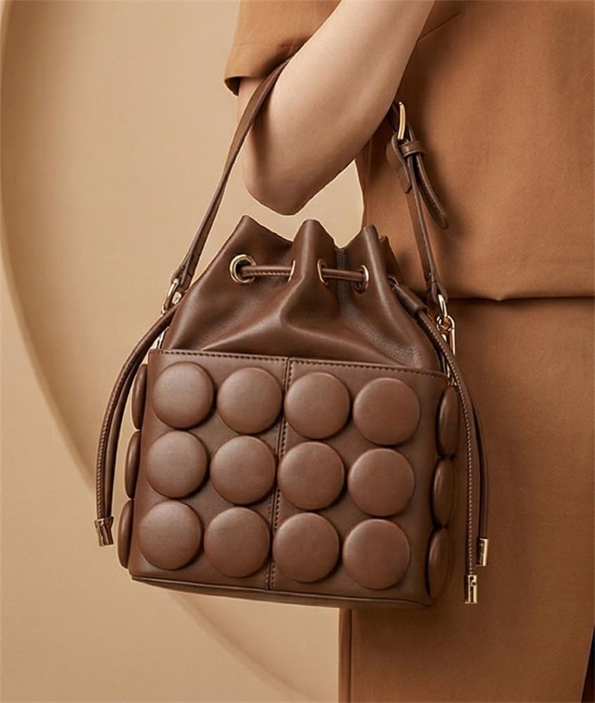 Women PU Leather Bucket Bags Vintage Hobo Shoulder Crossbody Handbag Chic Ladies Small Tote Purse Bag Work Travel