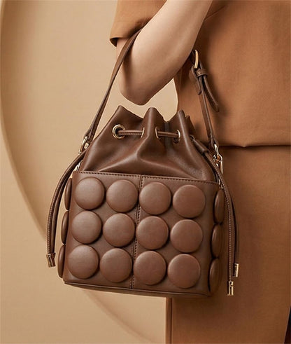 Women PU Leather Bucket Bags Vintage Hobo Shoulder Crossbody Handbag Chic Ladies Small Tote Purse Bag Work Travel