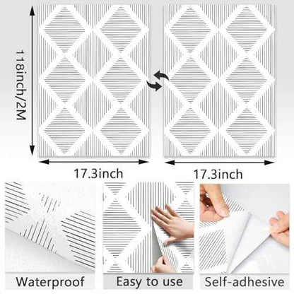 Modern Stripe Peel and Stick Wallpaper 17.3¡± x 118¡± Black and White Contact Paper Geometric Wallpaper Self Adhesive Wallpaper Removable Decorative Wallpaper for Bedroom Drawers Cabinets Decor Vinyl