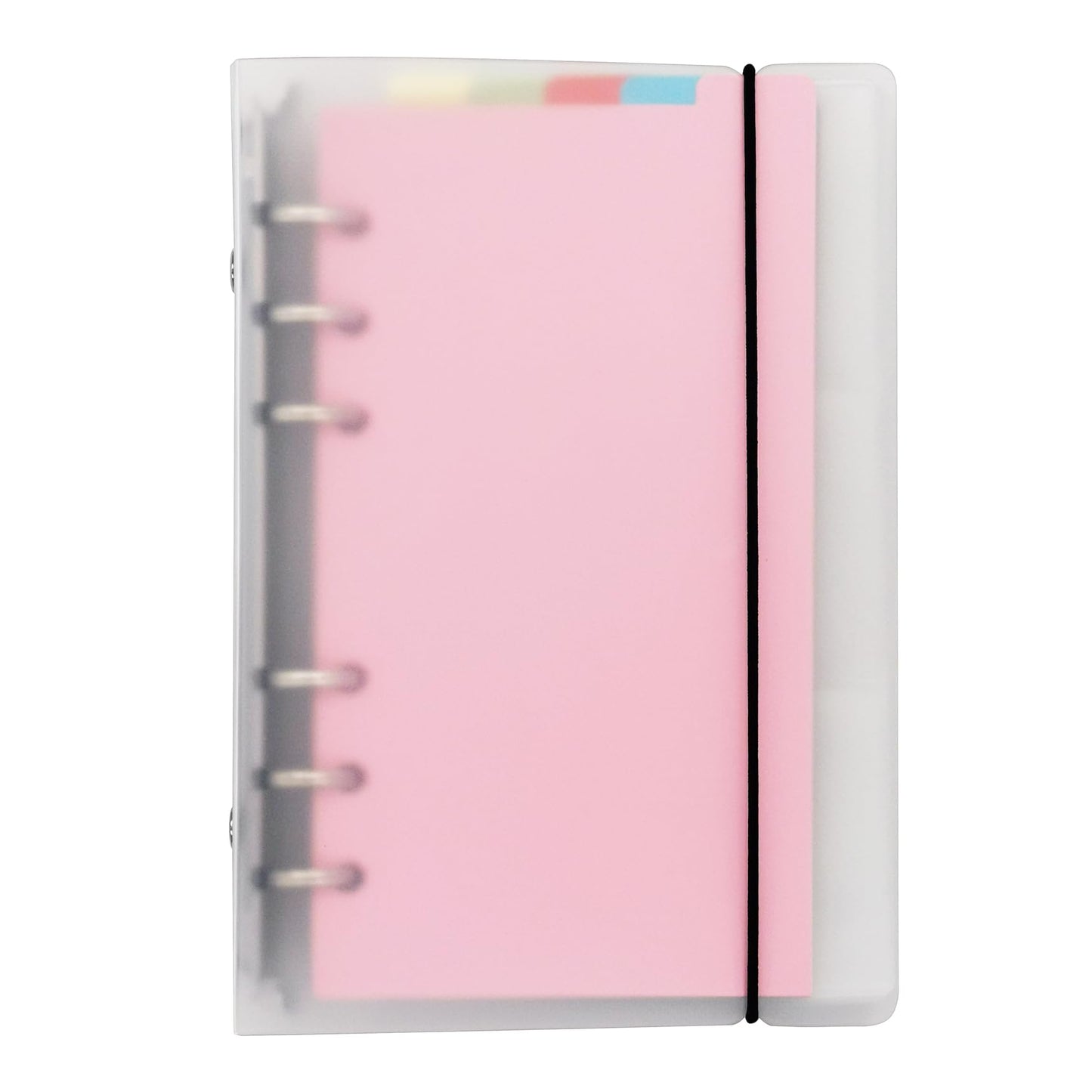 Zelten Business Card Holder PP Cover Round Ring Binder Namecard Organizer for Men & Women, Credit Card Binder File, 5 Color Index Tabs, 90 Pockets/180 Card Capacity(A6 Card Holder, White)