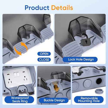 Outdoor Power Outlet,Outdoor Extension Cord Waterproof Double Wall Outlet Extender with On-Off Switch and Indicator Light£¬Exterior Electric External Power Outlet,Outside Outlet (32.8FT)