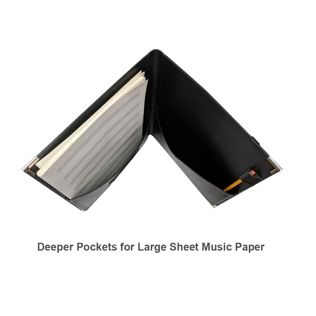 New! MSP Big Band Sheet Music Folder | 11.5" x 13.75" - Sheet Music Folios Storage Folder with Straps Closures for Band, Orchestra, Soloist, Piano - Instrument Player (MSP-240-Black)