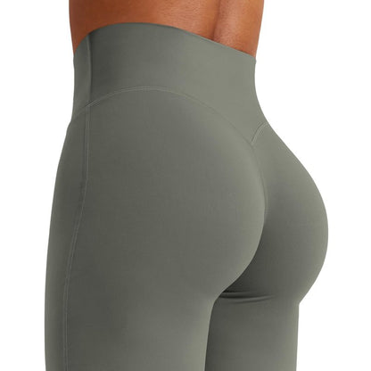YEOREO Workout Leggings Womens No Front Seam Straight Leggings 35" High Waist Buttery Eddiy Gym Yoga Pants Gray Green XL