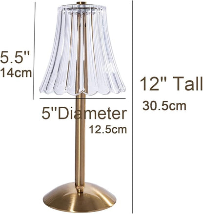 Cordless Table Lamps for Home,Table,Dining Room, Gold Rechargeable Lamps, USB Charge 12'' Tall LED Brass Portable Outdoor Indoor Table Lamp with Built-in Dimmer