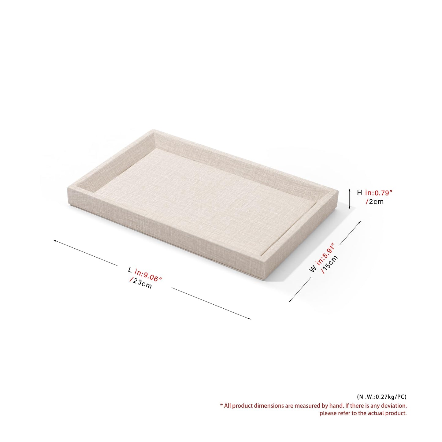 Papten PU Leather Jewelry Tray Stackable Jewelry Drawer Organizer Display Tray With Linen Texture For Necklace Bracelet Watch Pendant Display Showcase (White)