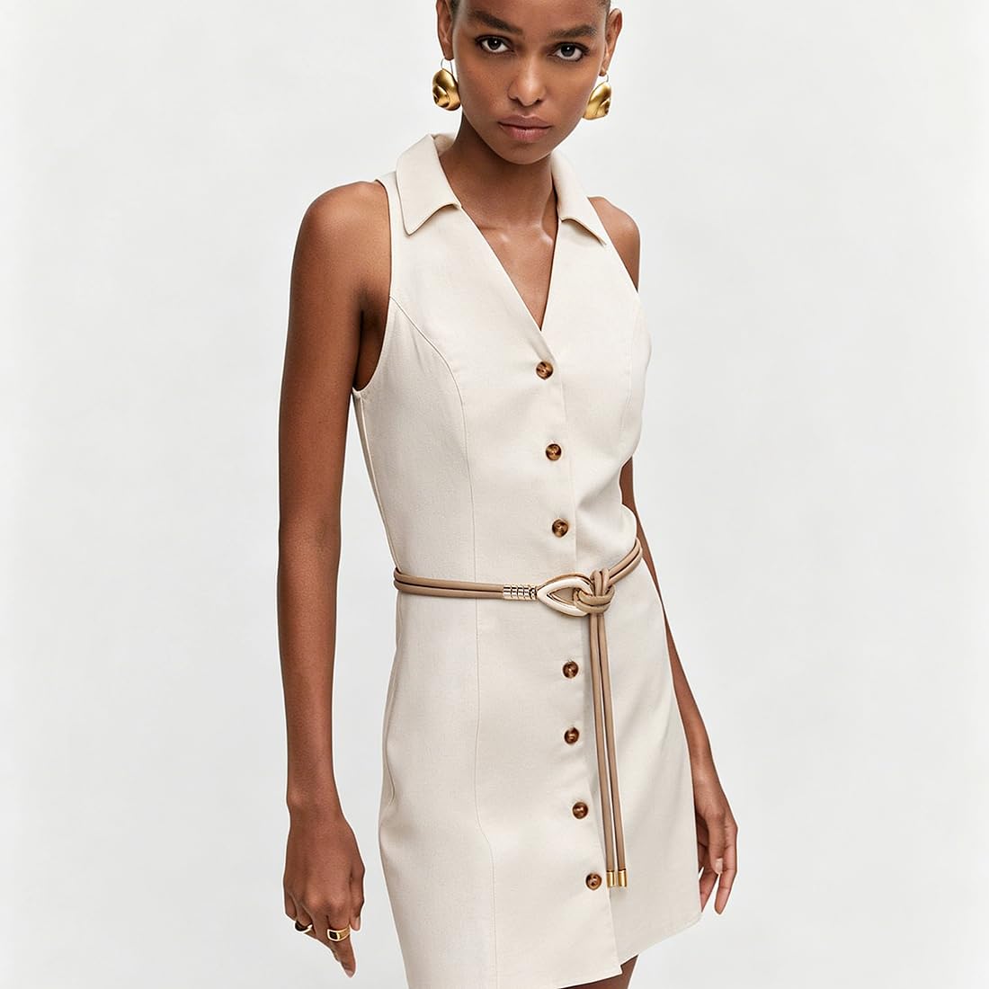 JUXCOKO Women's Thin PU Leather Tie Waist Belt Double Skinny Wrap Belts with Metal Buckle for Dresses (Khaki)
