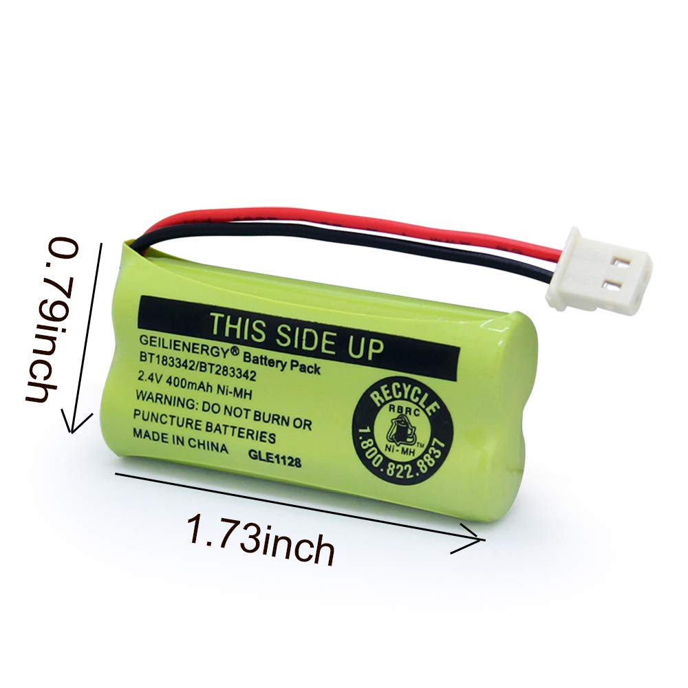 GEILIENERGY BT162342/BT262342 Battery Compatible for BT183342/BT283342 BT166342/BT266342 VTech CS6114 CS6419 CS6719 at&T EL52300 CL80111 Cordless Phone (Pack of 2)