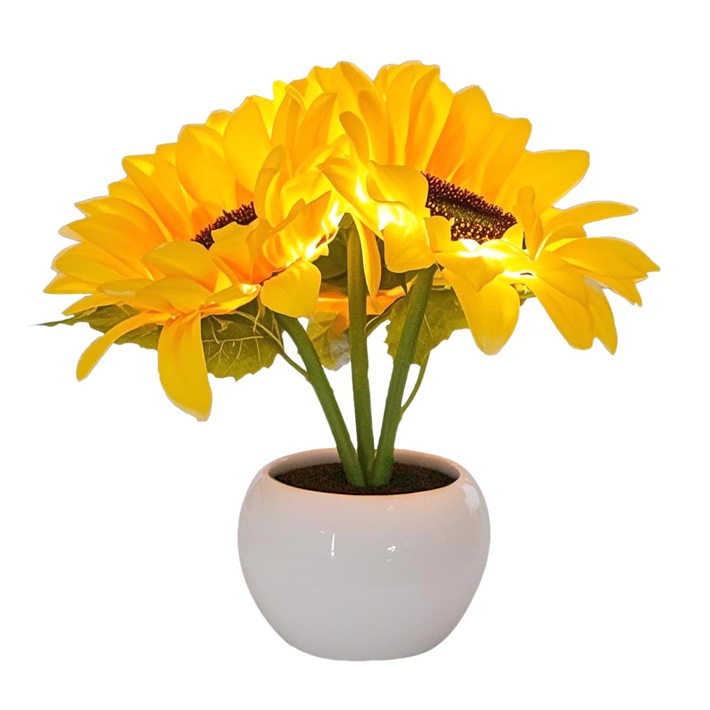 Naimo Sunflower Night Light Rechargeable LED Night Lamp Flower Table Lamp for Bedroom Living Room Birthday Party Desktop Home Decor